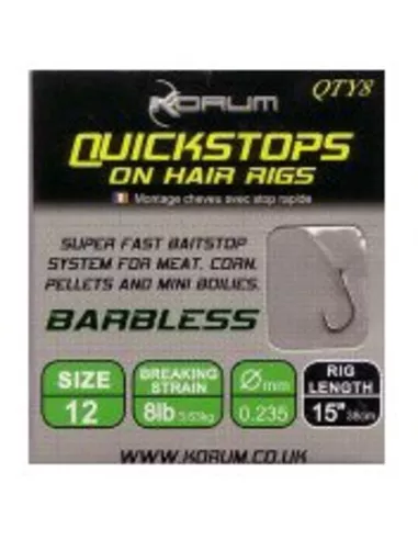 15" KORUM HAIR RIGS WITH QUICKSTOPS - SIZE 16 (10) 3 15" KORUM HAIR RIGS WITH QUICKSTOPS - SIZE 16 (10)