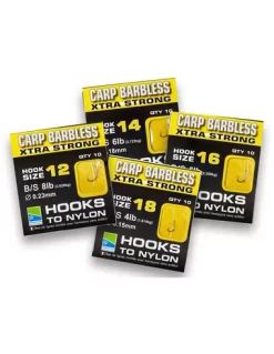 Preston BARBLESS CARP XTRA STRONG HOOKS TO NYLON - SIZE 14 (10)